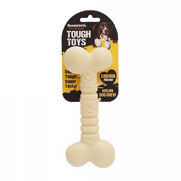 Rosewood Tough Toys Nylon Dog Chew Bone - Chicken Flavour - Pet Shop Online