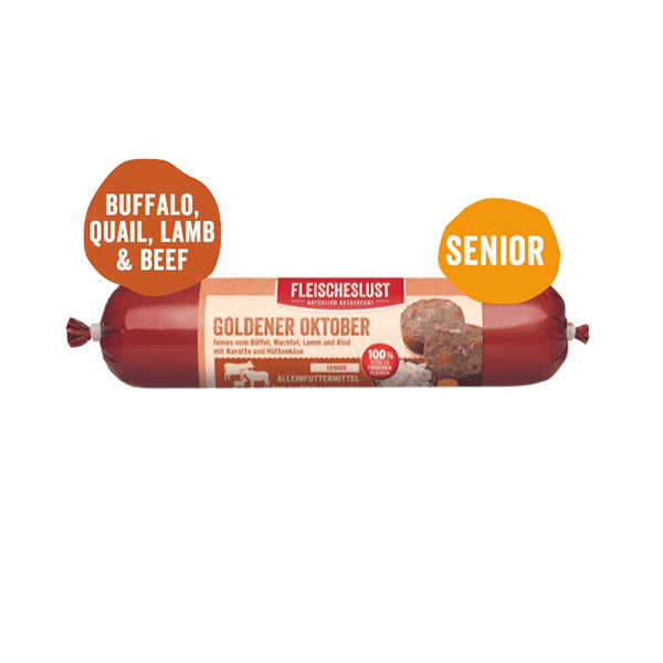 Fleischeslust (Meatlove) Senior Best of Buffalo with Lamb, Quail & Beef Sausage for Dogs