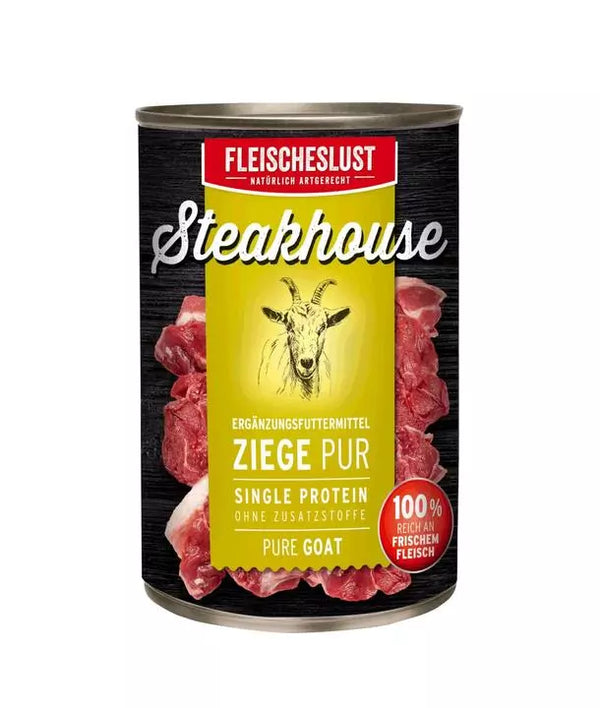 Fleischeslust (MeatLove) Steakhouse Pure Goat Cans for Dogs 400g