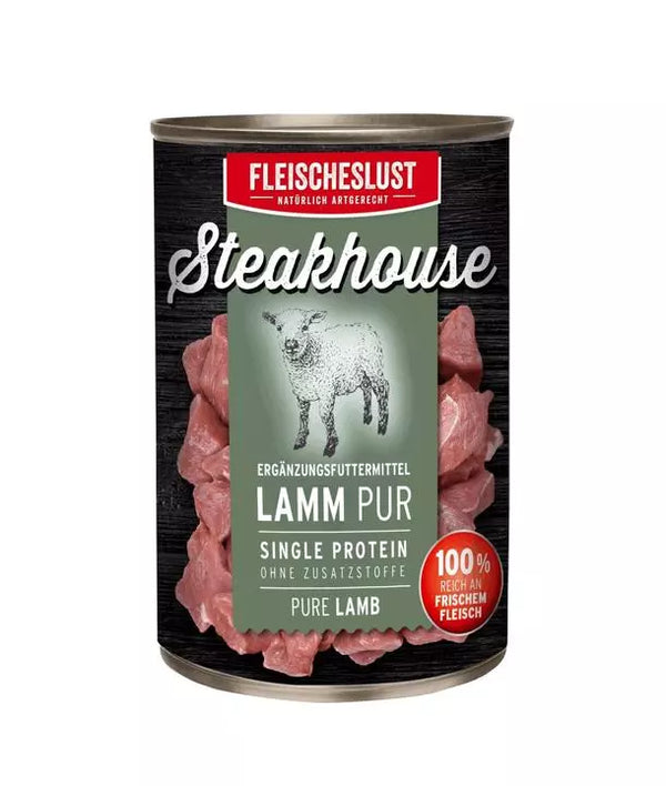 Fleischeslust (MeatLove) Steakhouse Pure Lamb Cans for Dogs 400g