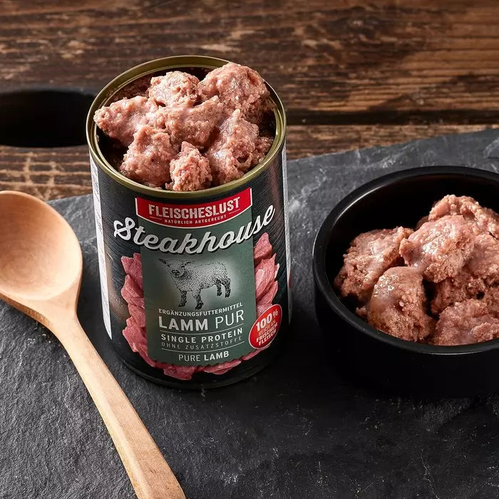 Fleischeslust (MeatLove) Steakhouse Pure Lamb Cans for Dogs 400g