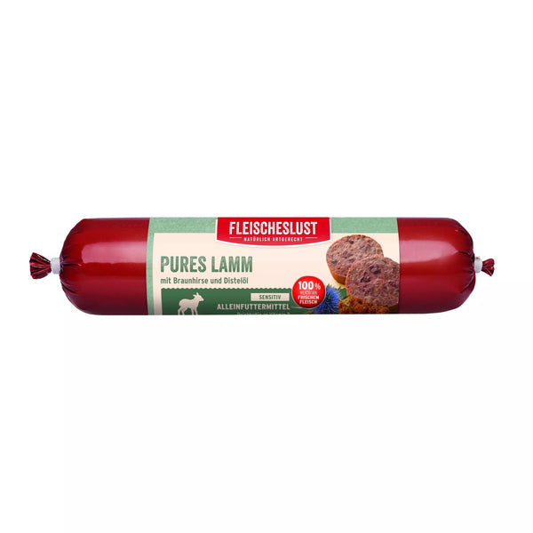 Fleischeslust (Meatlove) Pure Lamb with Unpeeled Millet Sausage for Dogs