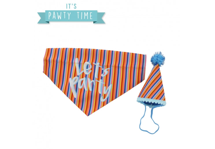 Let's Party Bandana & Hat - Stripe For Dogs