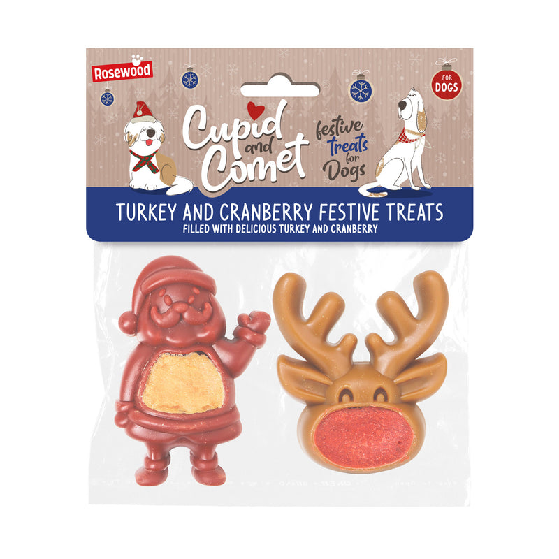 Rosewood Festive Filled Santa and Reindeer Dog Treats (2pk)