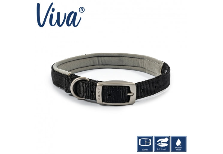 Ancol Viva Padded Buckle Dog Collar - Black