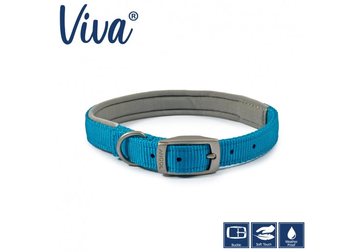 Ancol Viva Padded Buckle Dog Collar - Blue