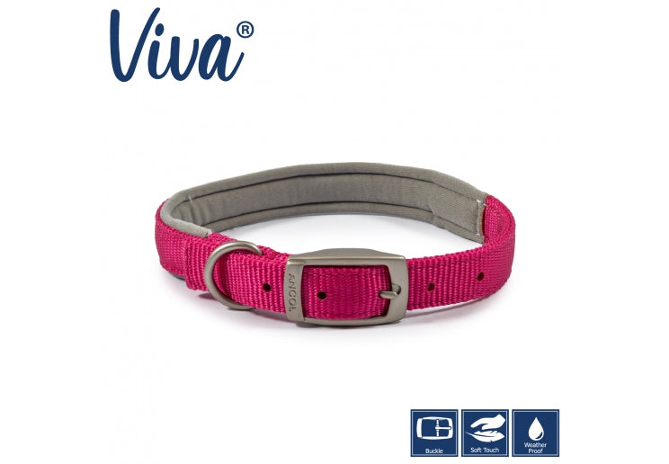 Ancol Viva Padded Buckle Dog Collar - Pink