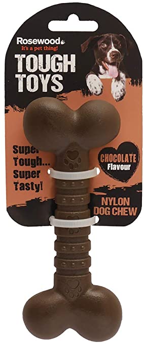 Products Rosewood Tough Toys Nylon Dog Chew Bone - Chocolate Flavour - Pet Shop Online