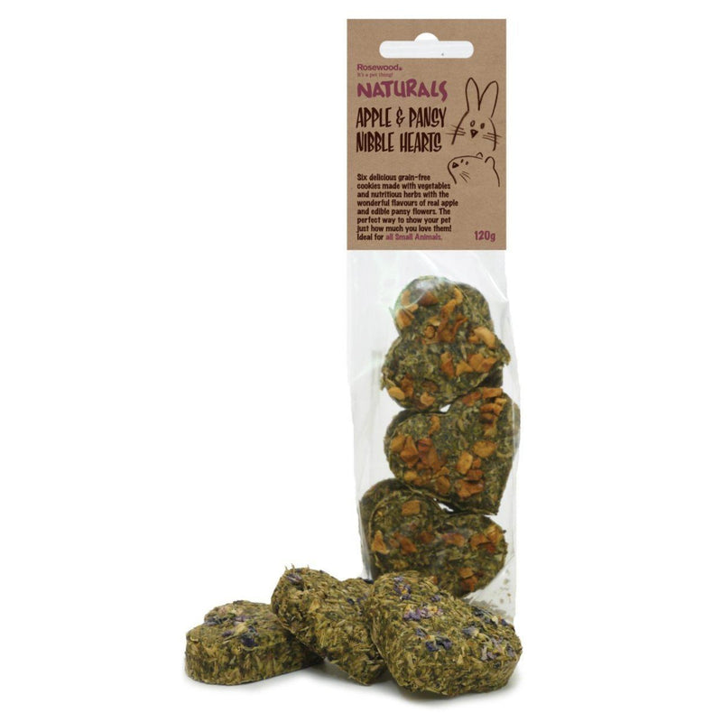 Rosewood Naturals Apple & Pansy Nibble Hearts - Pet Shop Online