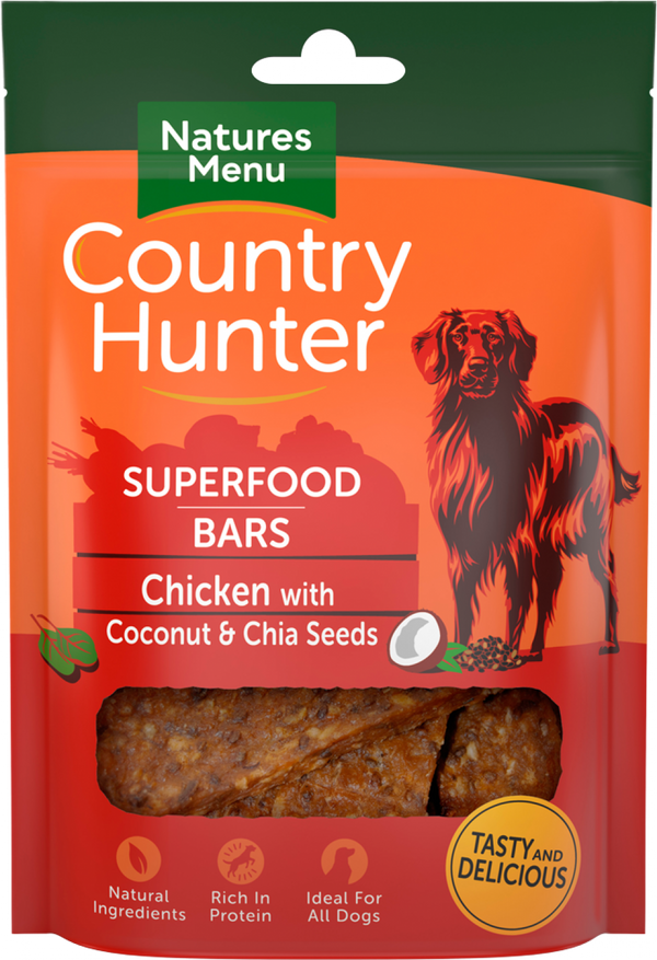 Products Natures Menu Country Hunter Superfood Bars - Chicken with Coconut and Chia Seeds - Pet Shop Online