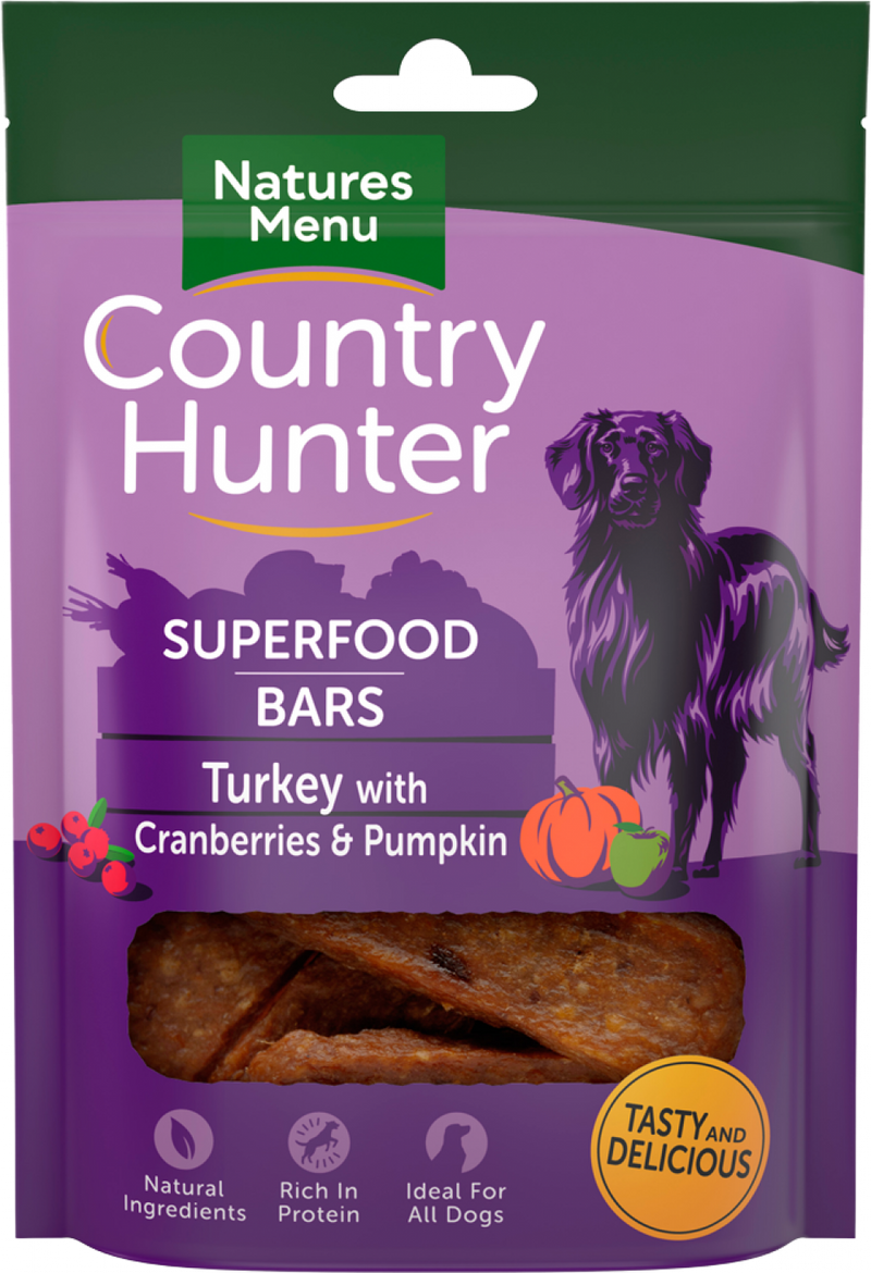 Natures Menu Country Hunter Superfood Bars - Turkey with Cranberries and Pumpkin - Pet Shop Online 
