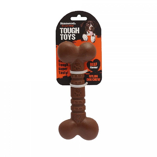 Rosewood Tough Toys Nylon Dog Chew Bone - Beef Flavour - Pet Shop Online