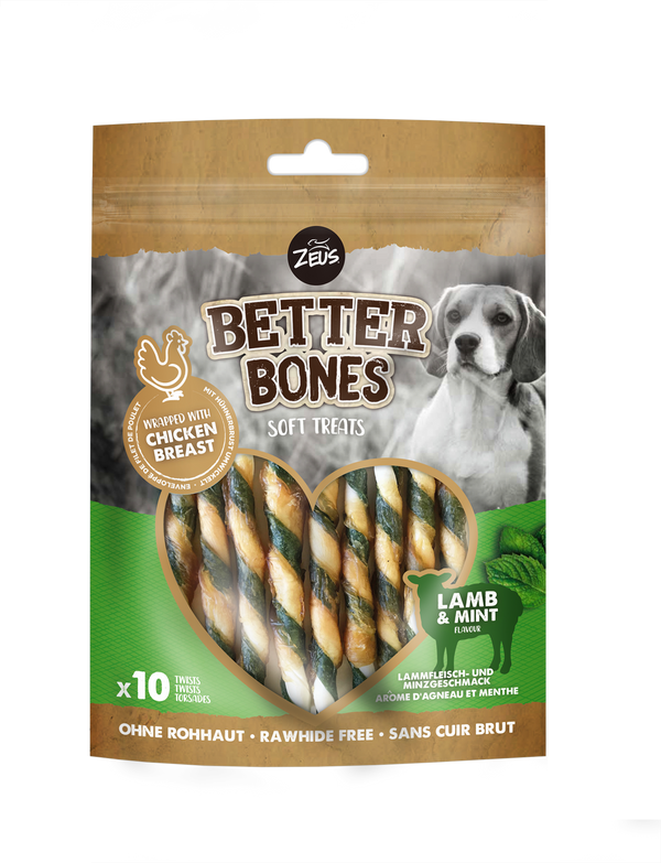 Zeus Better Bones Chicken Wrapped Twists - Lamb & Mint - Pet Shop Online
