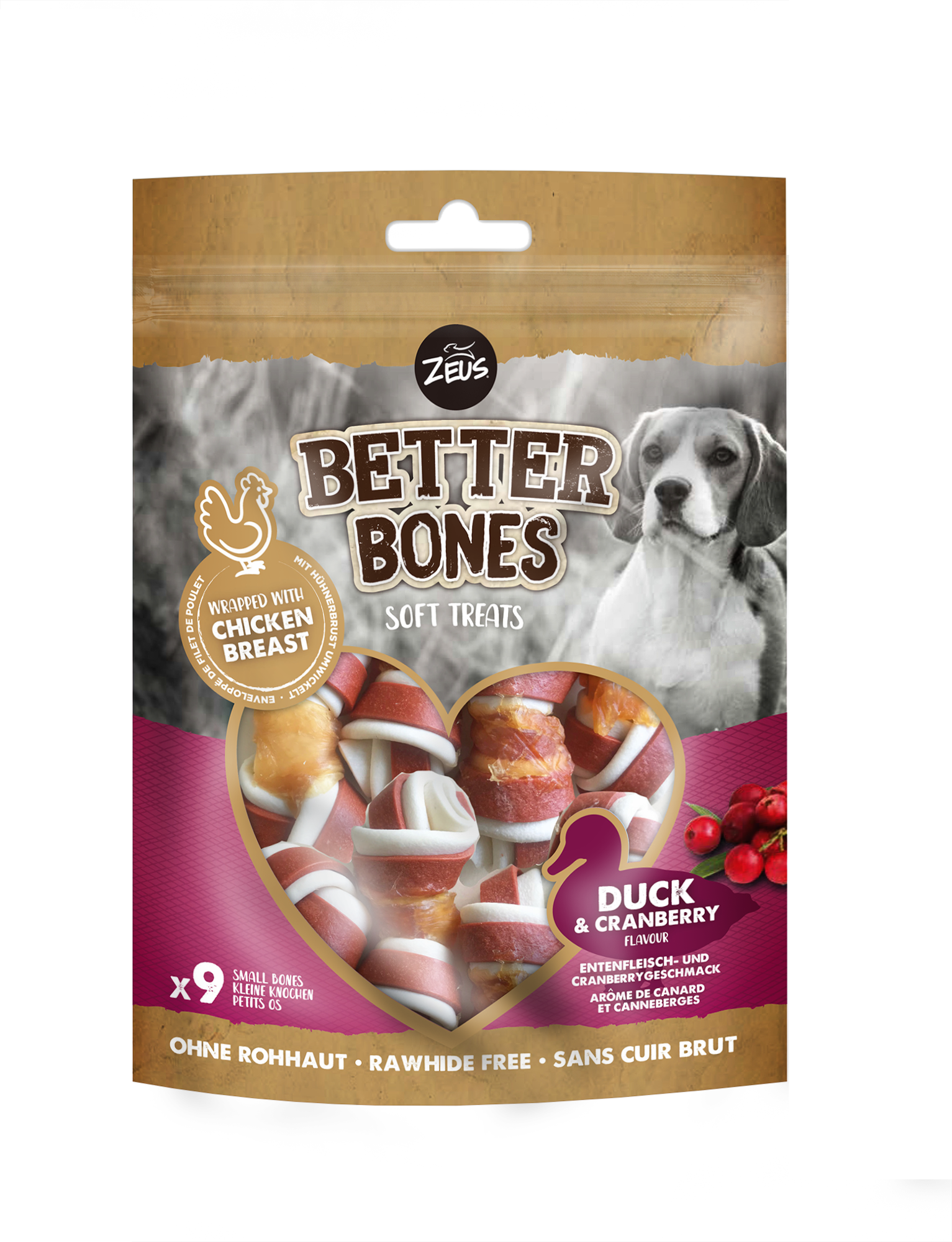 Zeus Chicken Wrapped Bones - Duck & Cranberry